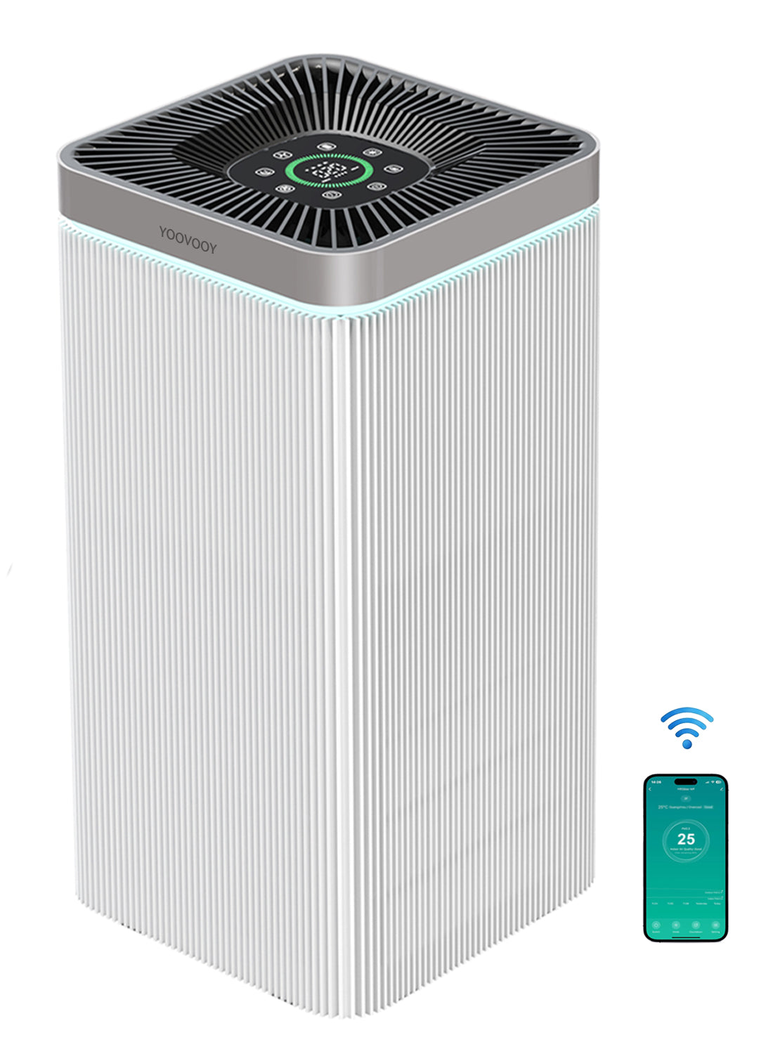 Air Purifier for Large Rooms Up to 150㎡, 550m³/h CADR, H13 True HEPA Filter 99.97% Filtration, Ultra Quiet ≤15dB Sleep Mode, Smart App Control, PM2.5 Air Quality Indicator, 5 Speeds, 56W Air Cleaner for Dust, Smoke & Odor, YAD-430W