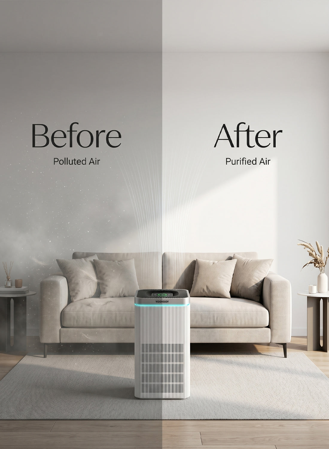 Air Purifier for Large Rooms Up to 150㎡, 550m³/h CADR, H13 True HEPA Filter 99.97% Filtration, Ultra Quiet ≤15dB Sleep Mode, Smart App Control, PM2.5 Air Quality Indicator, 5 Speeds, 56W Air Cleaner for Dust, Smoke & Odor, YAD-430W