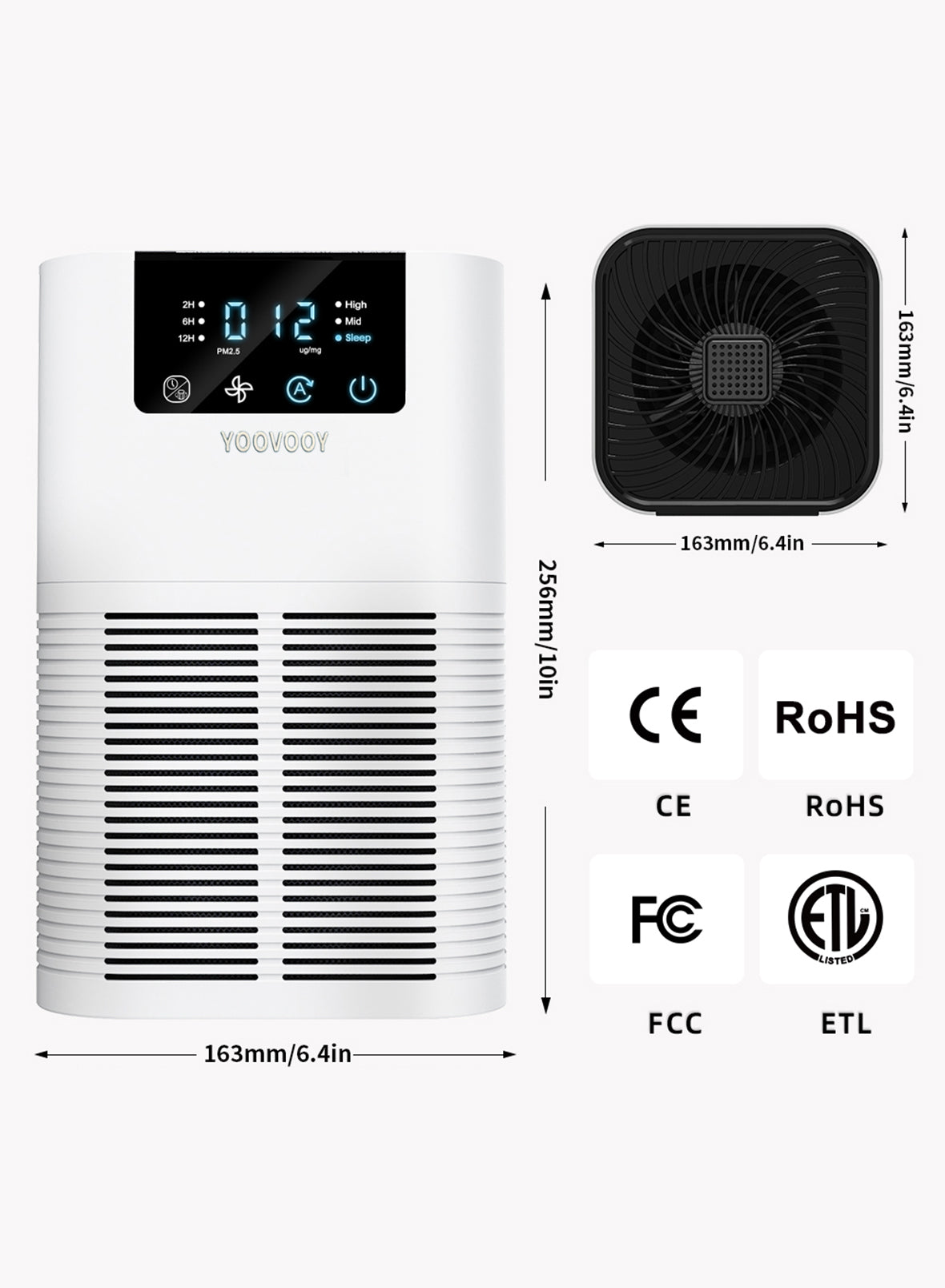 Air Purifier for Bedroom & Home, Up to 30 m², H13 True HEPA Filter with Fragrance Sponge, 25 dB Quiet Air Purifier for Allergies, Pet Dander, Pollen, Smoke & Odor