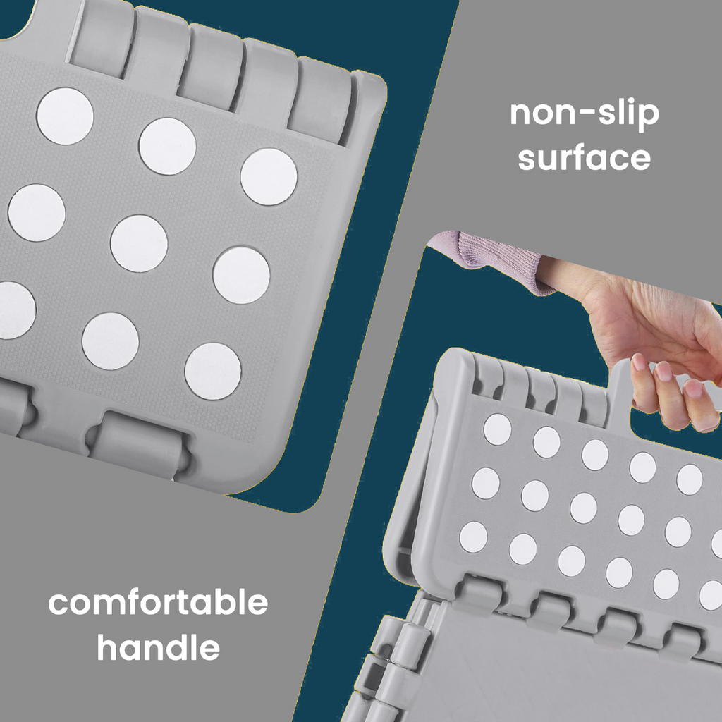 YOONISPRO Heavy Duty Foldable Step Stool for Adults 7.5-18 Inch - Collapsible Plastic Stool with Non-Slip Surface in Gray, Multi-Height for Kitchen Bathroom Bedroom (7.5/9/11/13/16/18 inch)