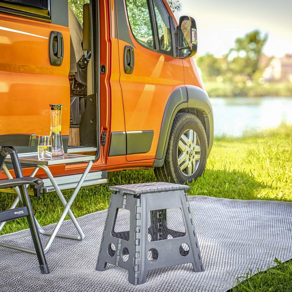 YOONISPRO Heavy Duty Foldable Step Stool for Adults 7.5-18 Inch - Collapsible Plastic Stool with Non-Slip Surface in Gray, Multi-Height for Kitchen Bathroom Bedroom (7.5/9/11/13/16/18 inch)